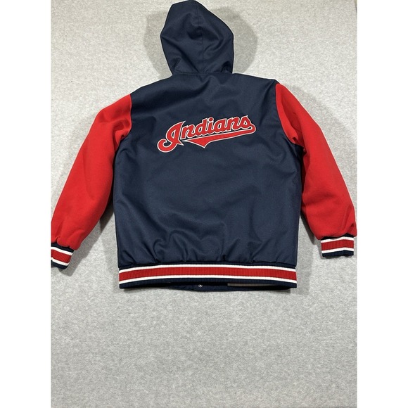 Cleveland INDIANS JH Designs Reversible Hooded Nylon Coat Youth XL Vintage - Picture 6 of 9